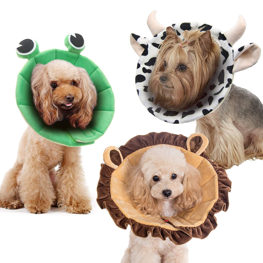 Noah 3-Piece Set Cow. Frog and Lion Recovery Collar